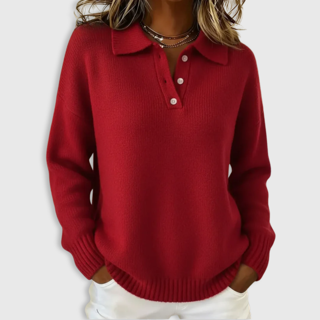 Soft polo-neck knit jumper for women | Nova -1