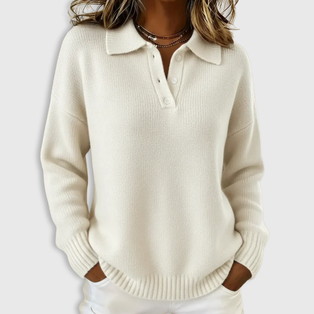 Soft polo-neck knit jumper for women | Nova -5