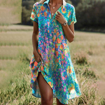 Vintage boho V-neck flowy dress for women | Taylor -2