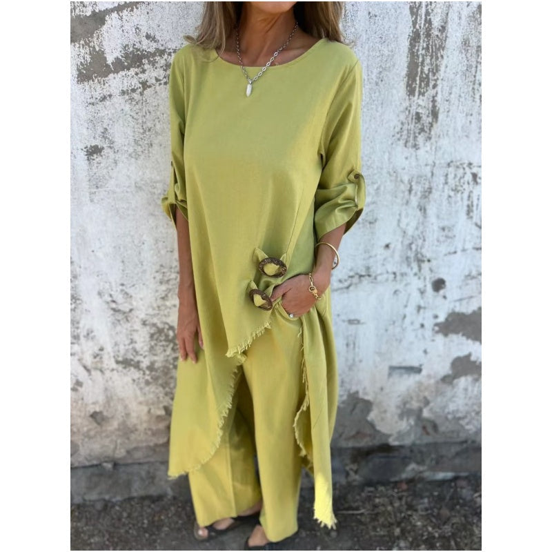 Relaxed two-piece dress and pants set with pockets Chic for Women | Elira Soleil