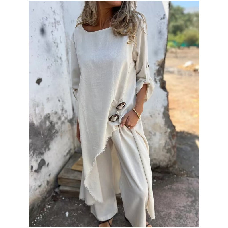 Relaxed two-piece dress and pants set with pockets Chic for Women | Elira Soleil