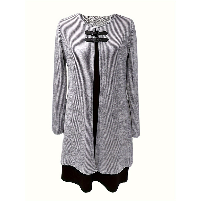 A-line knee-length two-piece look dress for women | Zweiteiler -9
