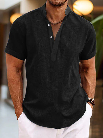 Short sleeve Henley collar summer shirt Classic for Men | Silas Air