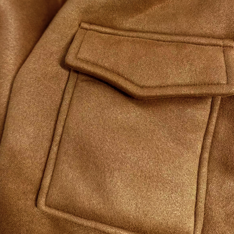 Vintage warm lapel multi-pocket winter coat for men | Lambswool -8