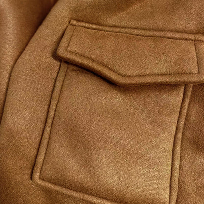Vintage warm lapel multi-pocket winter coat for men | Lambswool -8