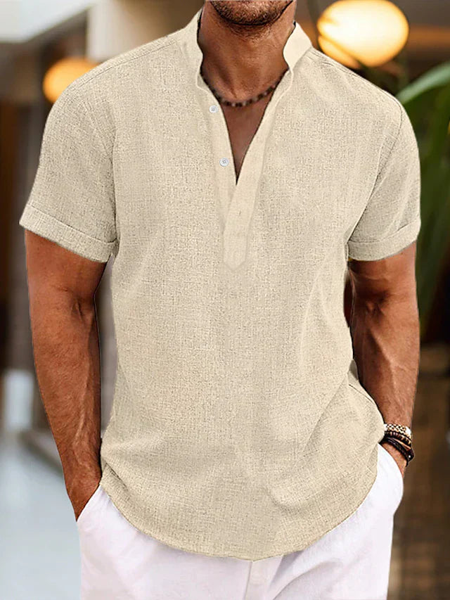 Short sleeve Henley collar summer shirt Classic for Men | Silas Air