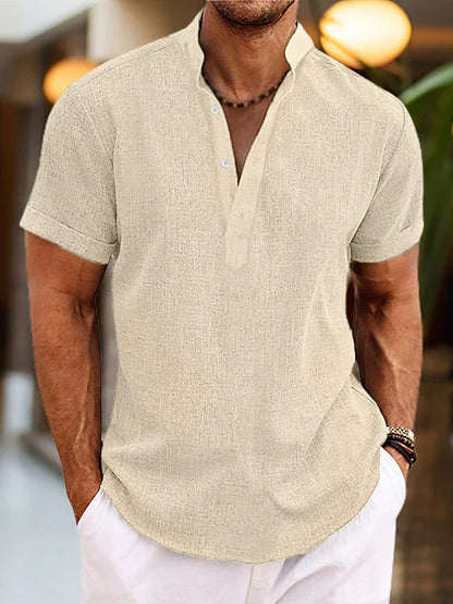 Short sleeve Henley collar summer shirt Classic for Men | Silas Air