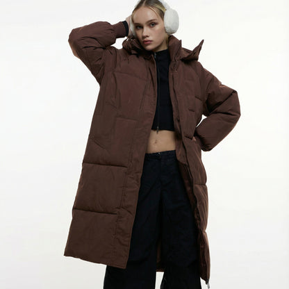 Hooded long puffer coat for women | Gigaty