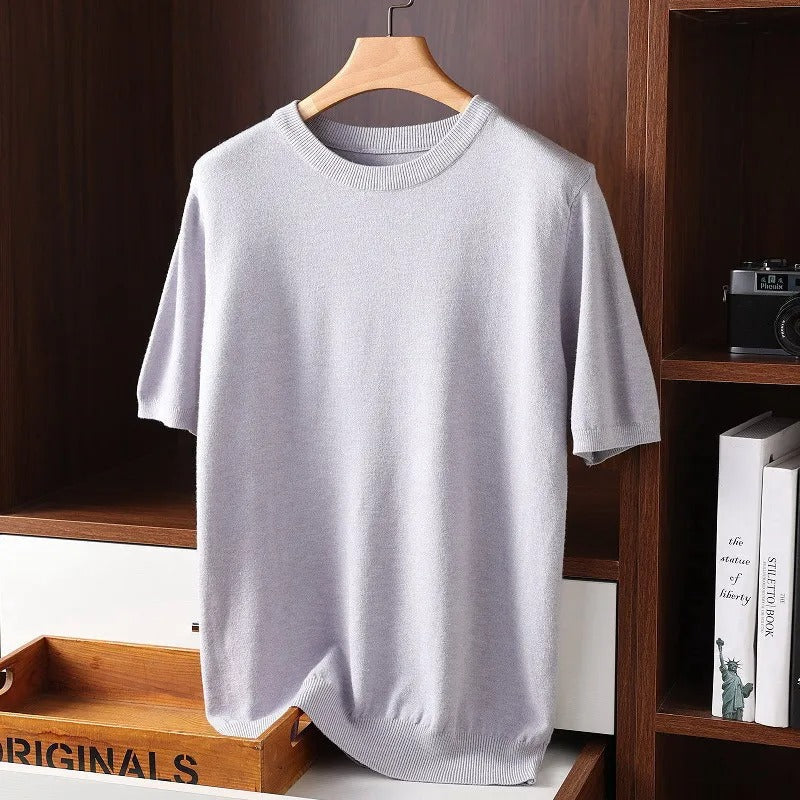 Short-sleeve cashmere O-neck everyday tee for men | Elliot's Classic -5
