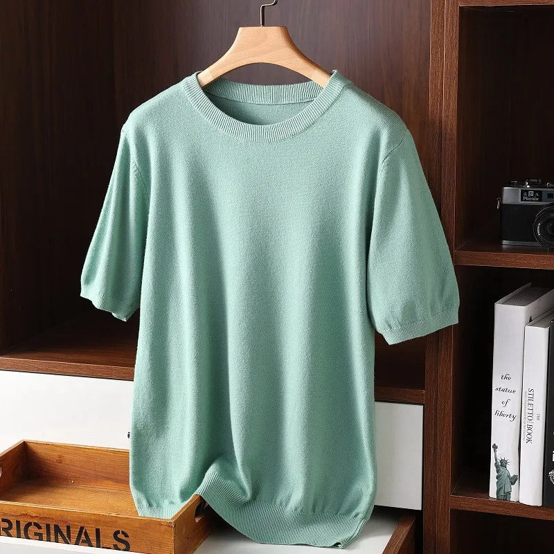 Short-sleeve cashmere O-neck everyday tee for men | Elliot's Classic -4