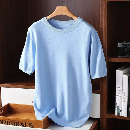 Short-sleeve cashmere O-neck everyday tee for men | Elliot's Classic -3