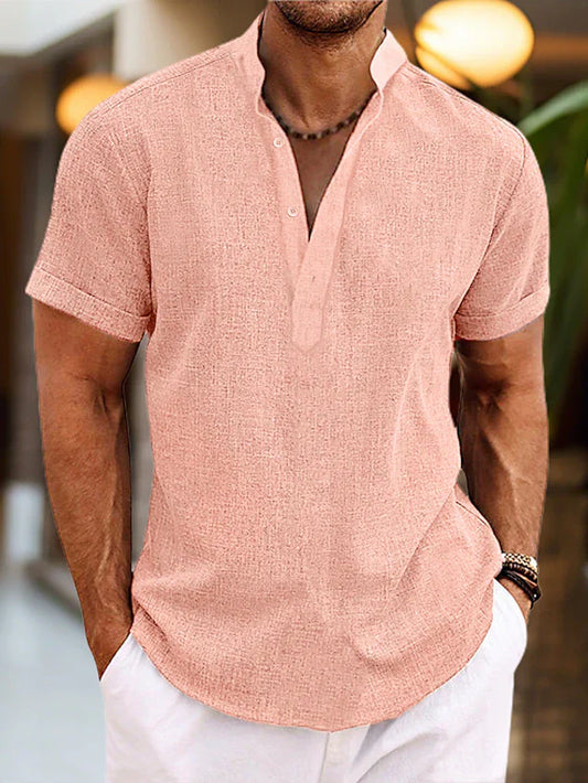 Short sleeve Henley collar summer shirt Classic for Men | Silas Air