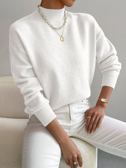 Classic mock-neck knit everyday jumper for women | Aurelia -5