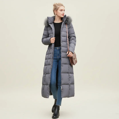 Maxi-length quilted hooded puffer jacket for women | Celeste -3