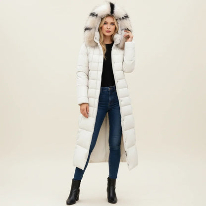 Maxi-length quilted hooded puffer jacket for women | Celeste -6