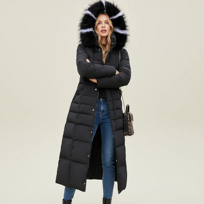 Maxi-length quilted hooded puffer jacket for women | Celeste -2